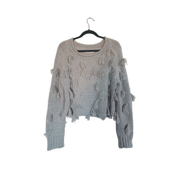 Apiece ApartLuluc Alpaca blend Fringe Crew Sweater Grey Large